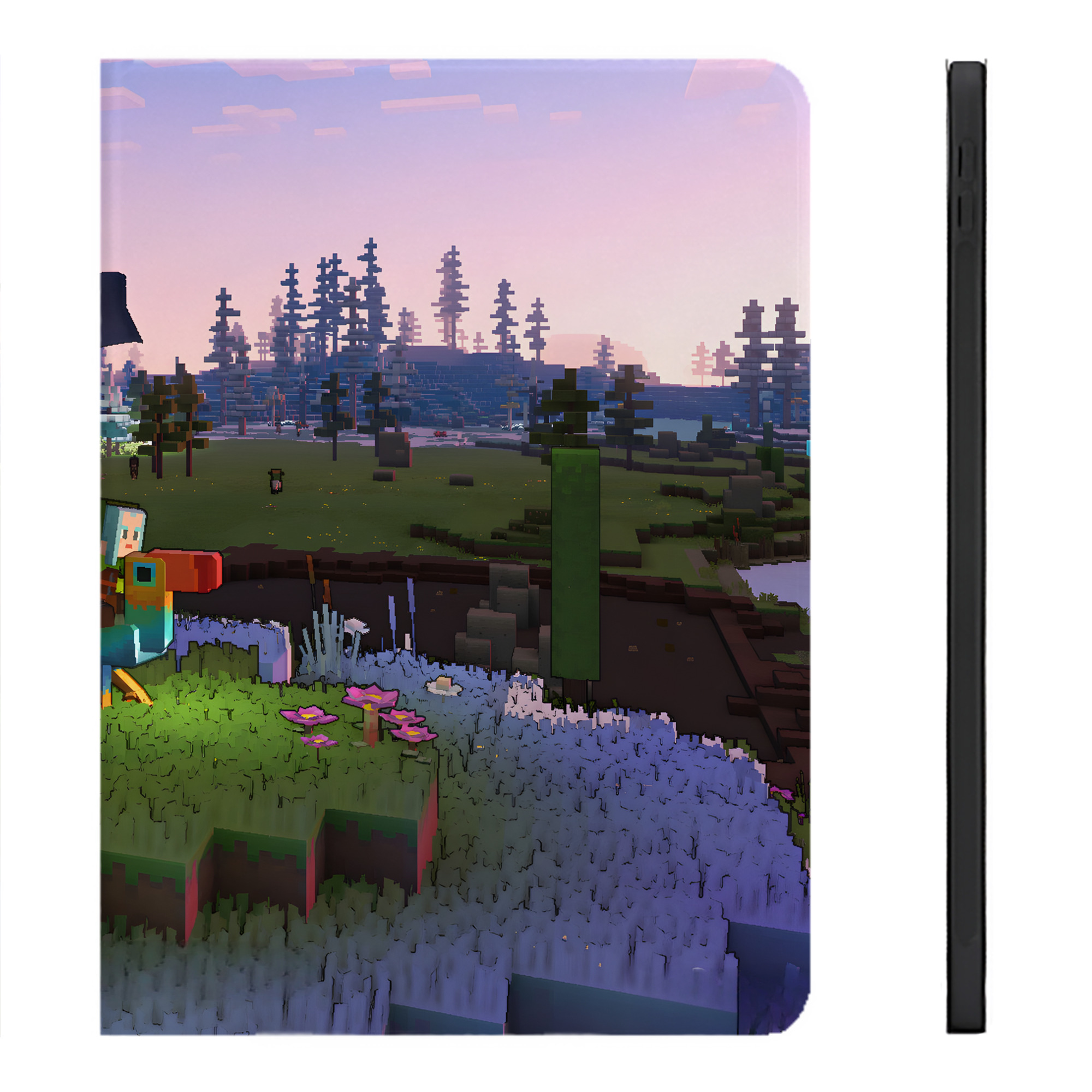 （画像用） マインクラフト ブロックの世界 Minecraft MC Block world IPadケース ペンホルダー付き ブックスタイルデザイン
